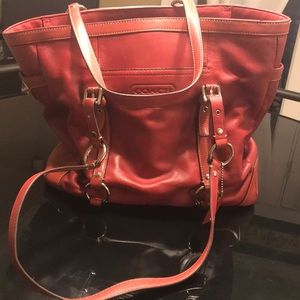 Red Leather Coach handbag.